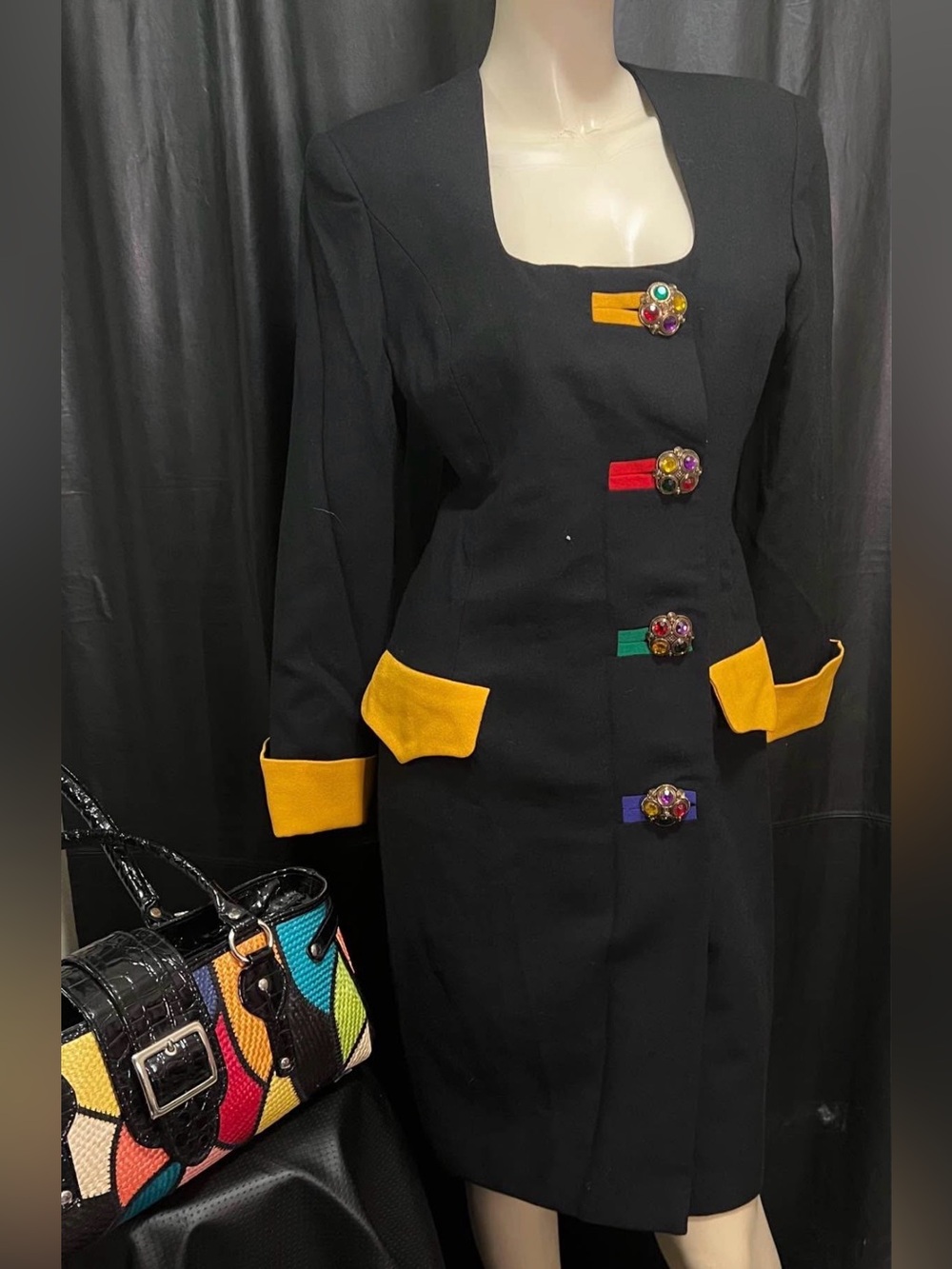 Paul Mayer Mustard Yellow Double-Breasted dress - Picture 2 of 15